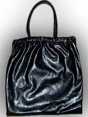 ZARA Vintage Black Leather Metal Clasp Tote Bag 💼🖤